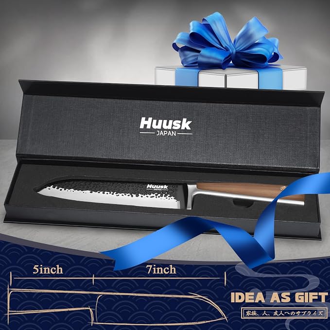 Huusk Santoku Knife 7 Inch Japanese Kitchen Knife Hand Forged Chopping Knives - Image 6