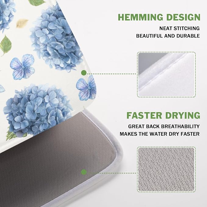 Spring Summer Hydrangea Dish Drying Mat - Image 4