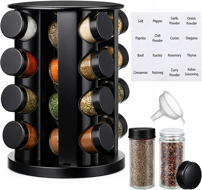 Yungyan Black Rotating Spice Rack Seasoning Organizer by Yungyan