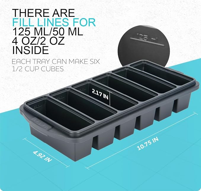Silicone Freezer Tray With Lid-Soup Freezer Container molds-Large Ice Cube Tray - Image 6