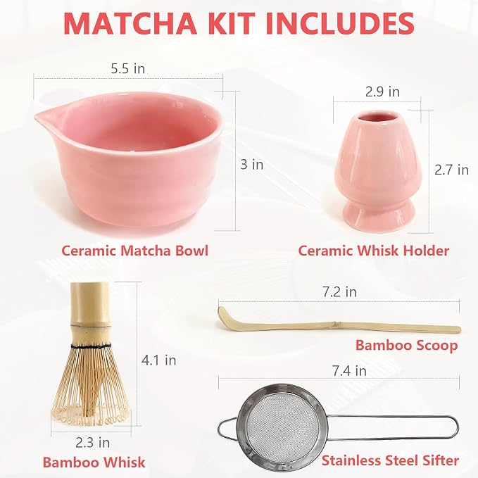 Matcha Whisk Set 5 pcs 18 oz Tea Making Bowl Kit Great - Image 5