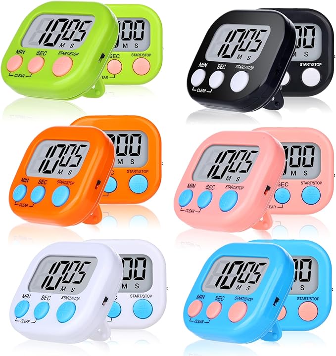 Mwellewm Digital Kitchen Timer 12 Packs Magnetic Classroom Stopwatch Timer 6 by Mwellewm