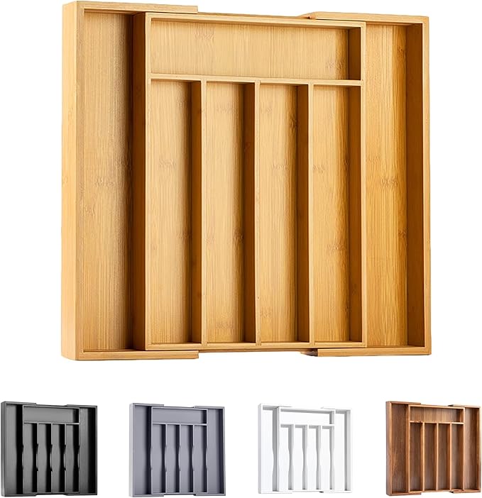 Bellsal Silverware Organizer Kitchen Drawer Organizer Expandable Bamboo Utensil by Bellsal
