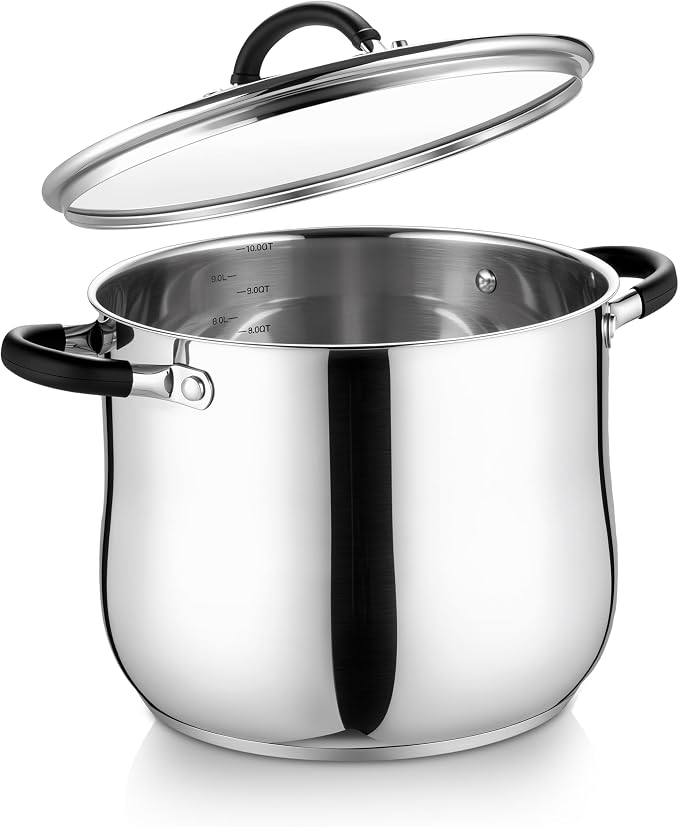 E-far 10 Quart Stock Pot, Stainless Steel Pot by E-far