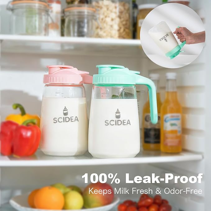 32oz Glass Pitcher with Lid, Heat & Cold Resistant, Leak-Proof Wide-Mouth Milk - Image 7