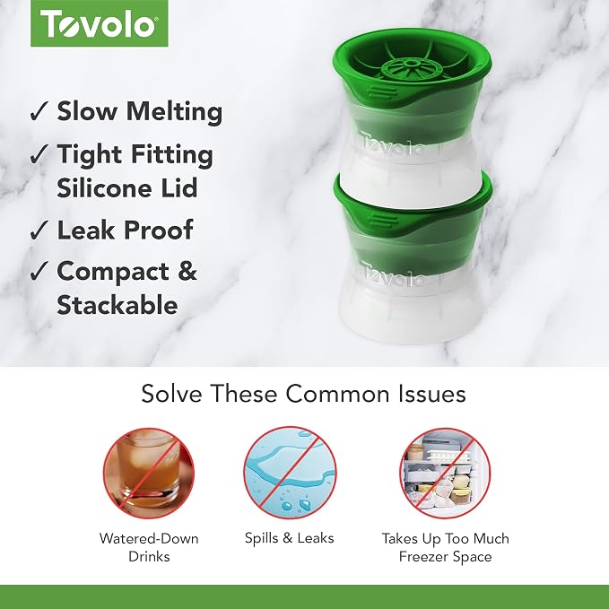 Tovolo Golf Ball Ice Cube Molds Pack of 2 Large Craft Ice Sphere Mold - Image 3