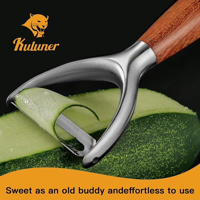 Premium Y Type 304 Stainless Steel Multifunctional Kitchen Peeler Real Wood - Image 2