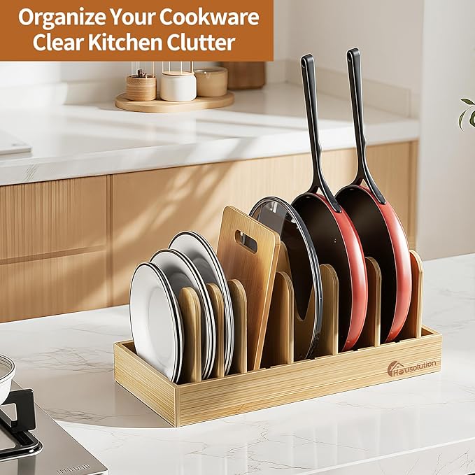 Housolution Bamboo Pot and Pan Organizer - Image 3