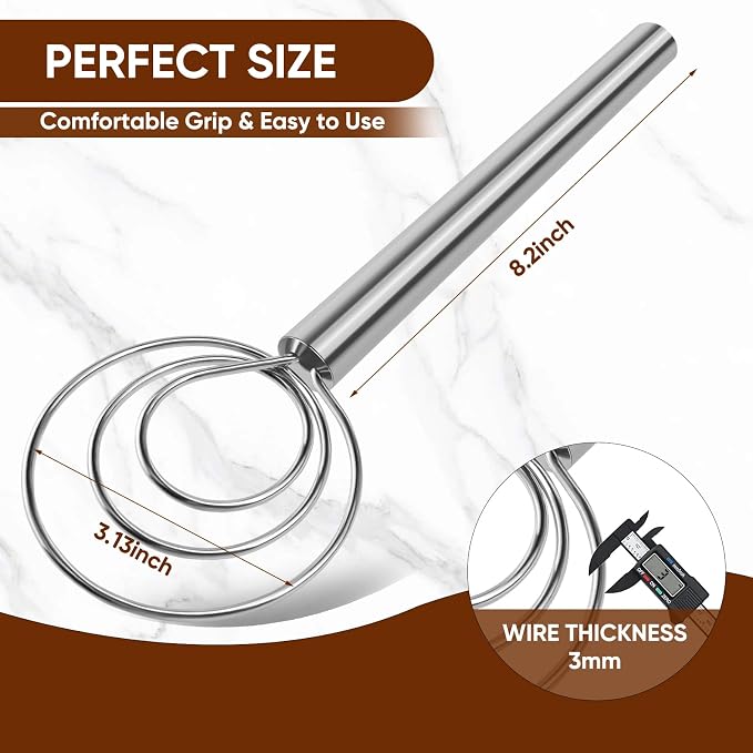 Maxjoy Danish Dough Whisk Stainless Steel Hook Dutch Style Bread Mixer - Image 3