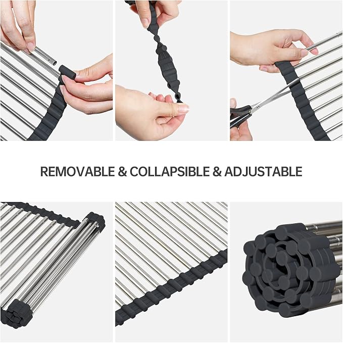 CHIRISEN Expandable Large Roll Up Dish Drying Rack, Foldable Over The Sink Dish - Image 7
