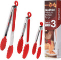 Pack of 3 Stainless Steel Kitchen Tongs by FlexiHold