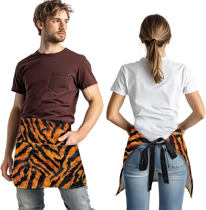 Server Apron with 3 Pockets, Waterproof Oil Waitress Waiter Half Apron - Image 3
