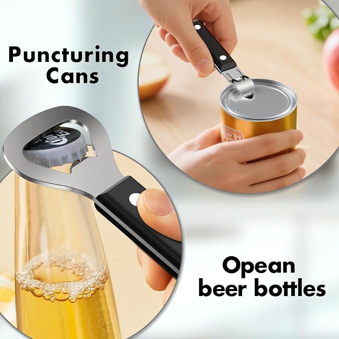 3PCS Can Opener Manual & Bottle Opener & Wine Opener, Smooth Edge Can Openers - Image 5