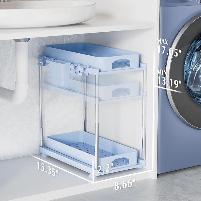 VERIFOST Under Sink Organizer, 2 Tier Under Sink Organizer, Adjustable Height - Image 6