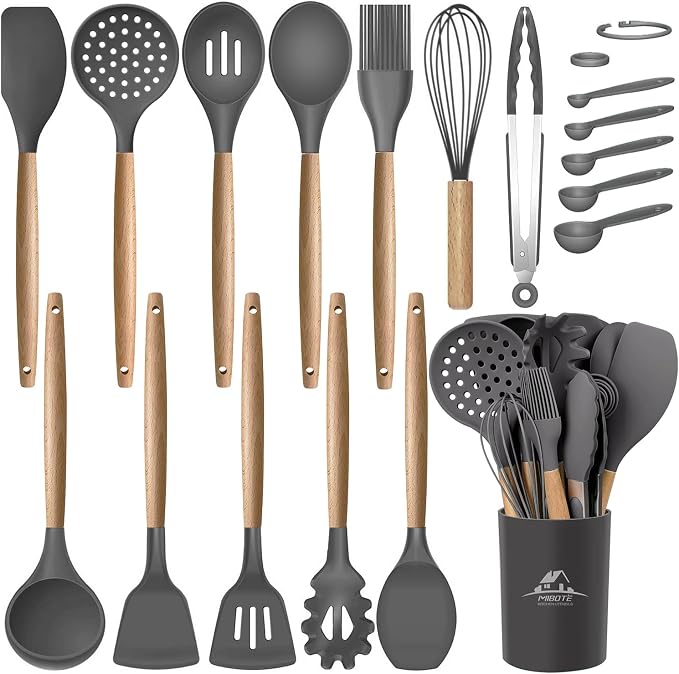 MIBOTE 17 Pcs Silicone Cooking Kitchen Utensils Set by MIBOTE