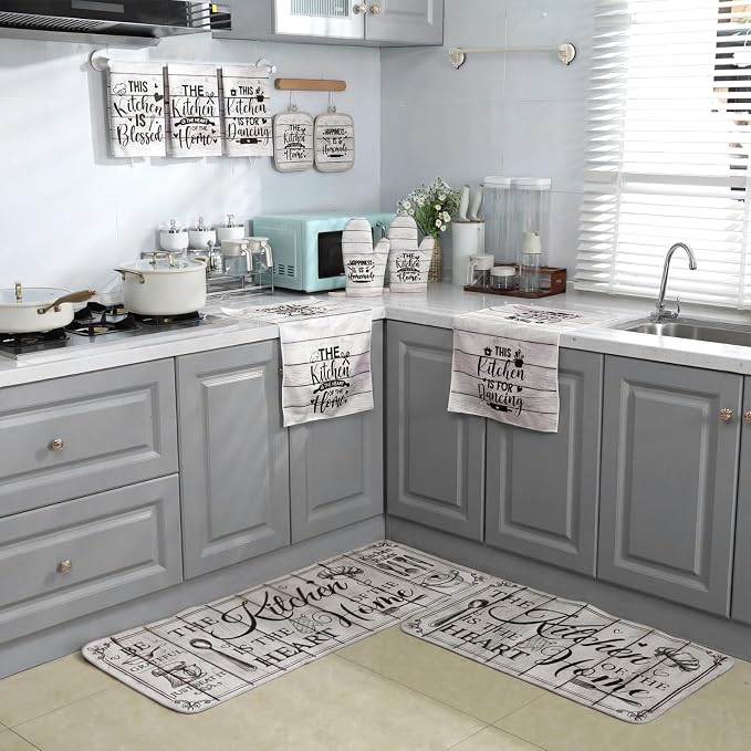 Fourluoo 10 Pcs Farmhouse Kitchen Decor and Accessories Set 4 Kitchen Towels 2 - Image 7
