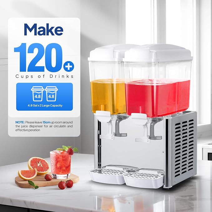 ROVSUN 9.6 Gallon/36L Commercial Beverage Dispenser Drink Dispenser, 18L X 2 - Image 3