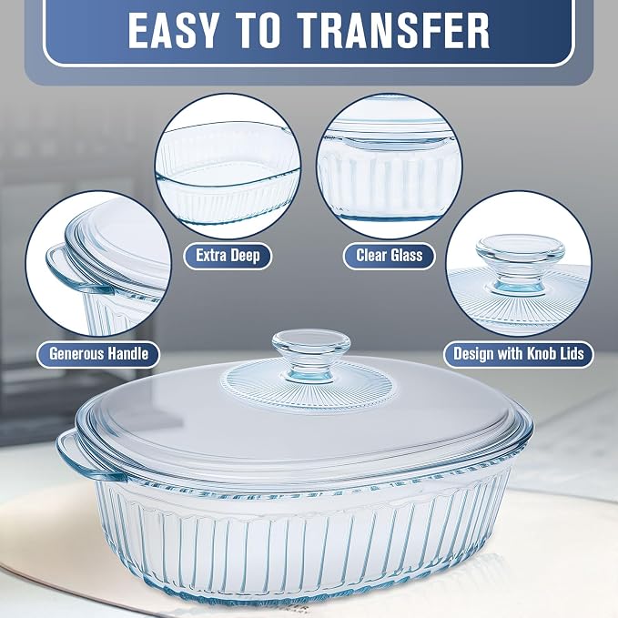 Glass Baking Dishes for Oven, 2 Pack Casserole Dishes - Image 3