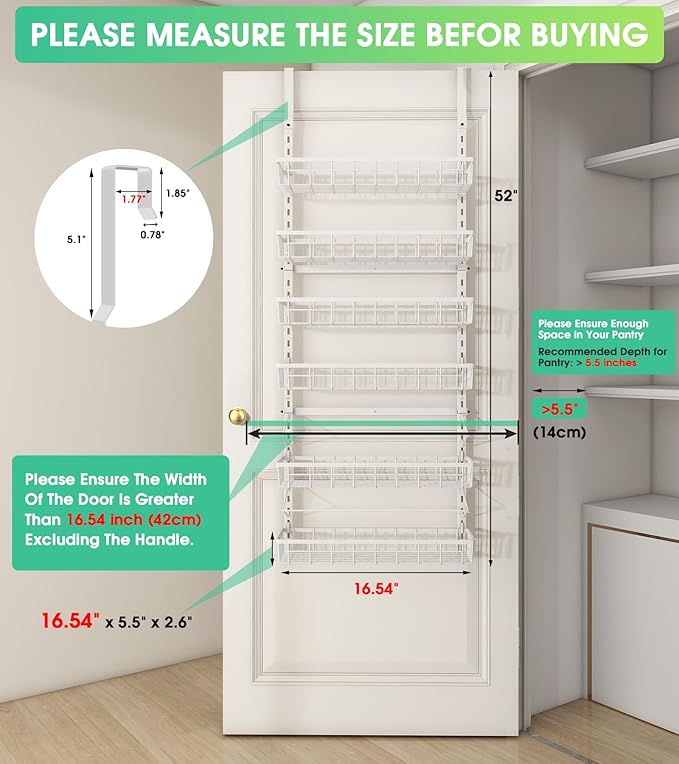 Mefirt Over The Door Pantry Organizer, Wall Mount Spice Rack, Pantry Hanging - Image 2
