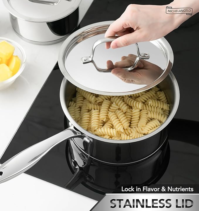 MICHELANGELO Stainless Steel Saucepan Set - Image 2