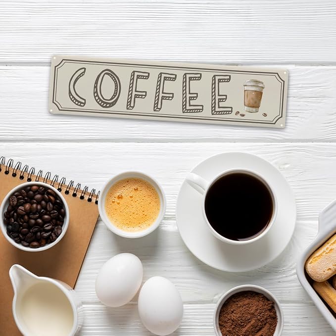 Vintage Coffee Sign Decor, Retro Metal Tin Sign, Home Kitchen Wall Decor - Image 5