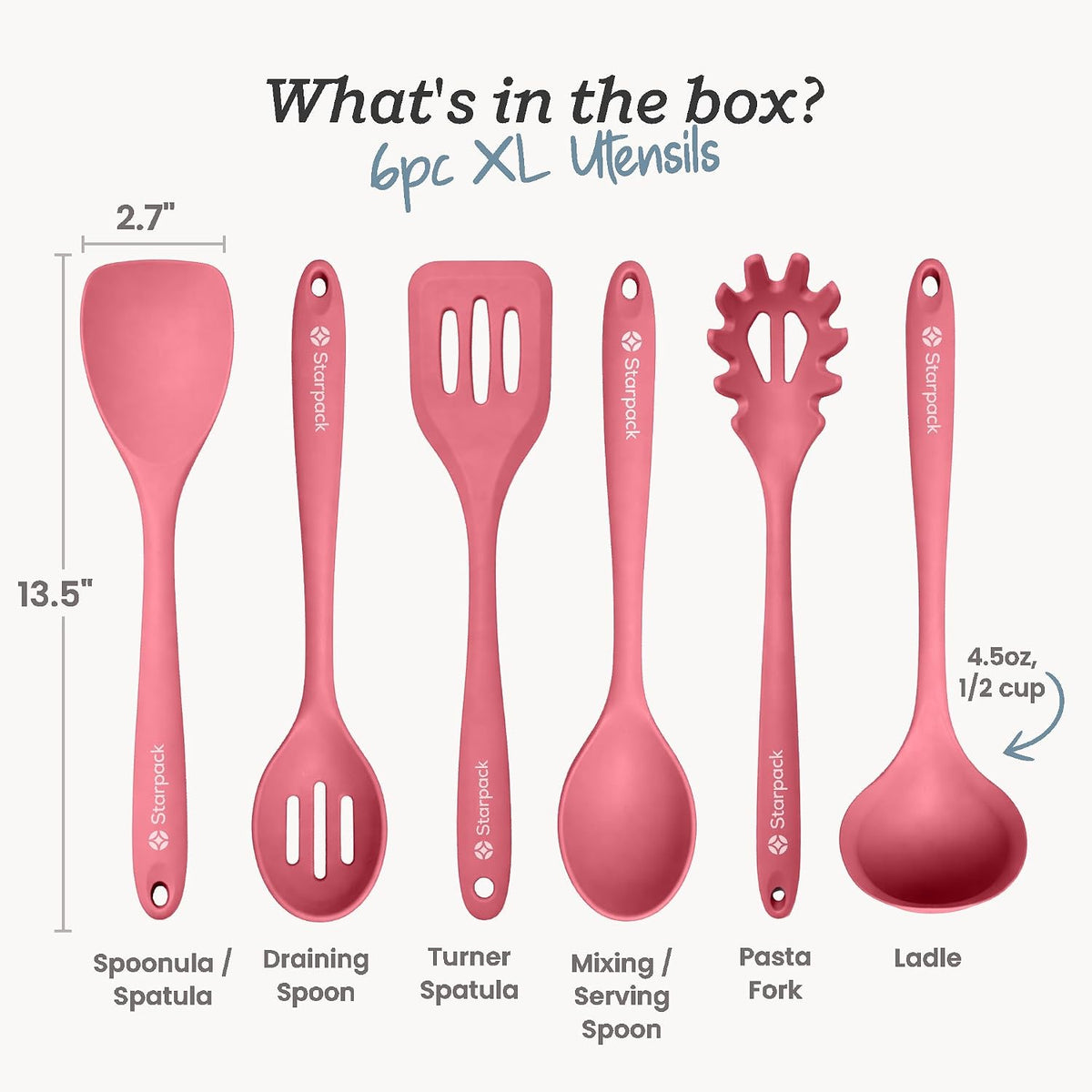 Starpack Like a Boss XL Silicone Cooking Utensils Set (6-Piece, 13.5")