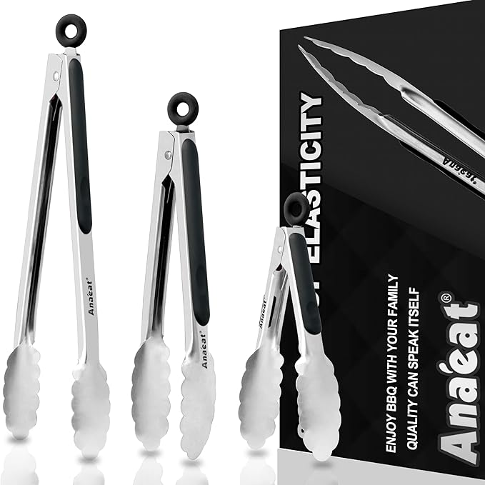 Anaeat Premium Kitchen Locking Tong Set of 3 by Anaeat
