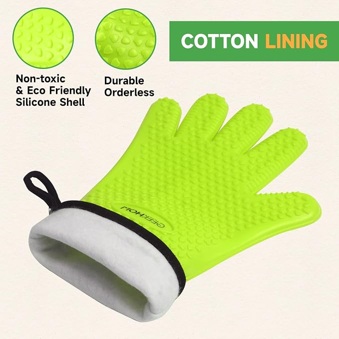 GEEKHOM BBQ Gloves Heat Resistant Oven Mitts - Image 6