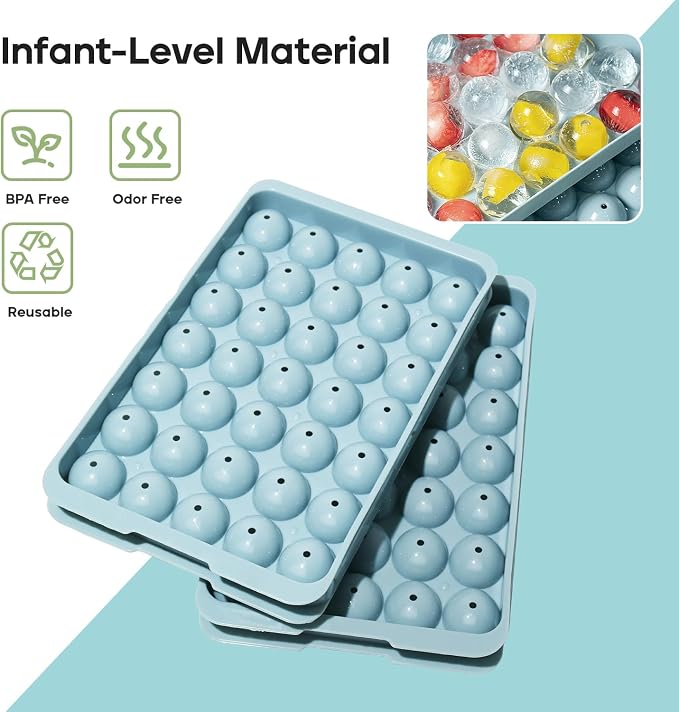 Ice Cube Trays with Lid and Bin, 1.0 IN Small Round Ice Cube Mold - Image 3