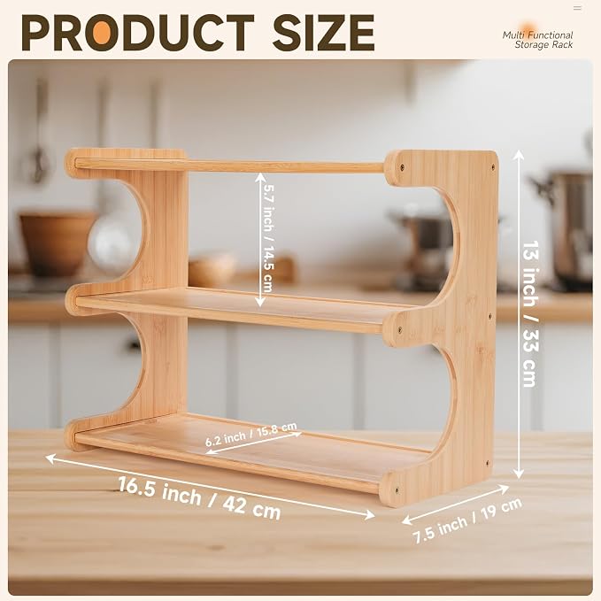 Spice Rack, 3-Tier Bamboo Spice Rack Organizer - Image 3