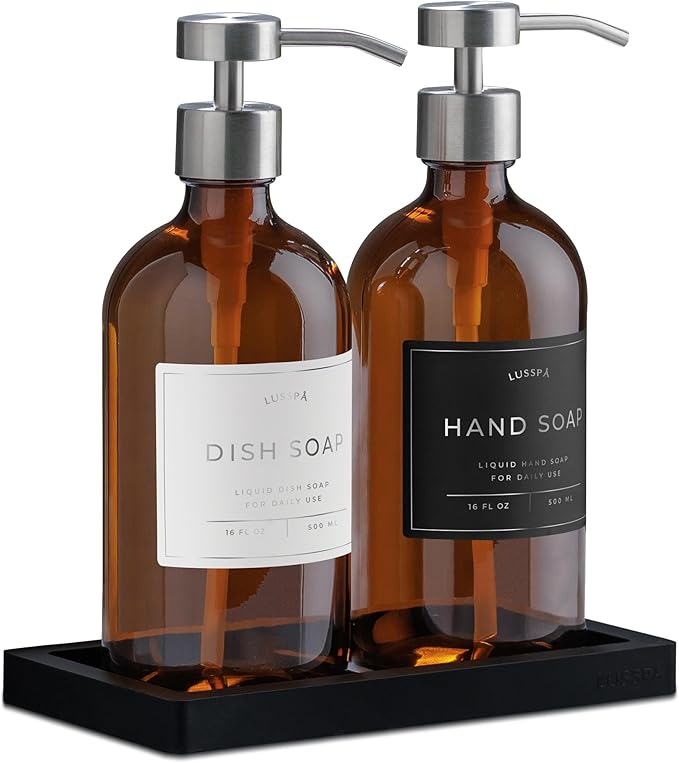 Glass Soap Dispenser Set of 2 by Unknown