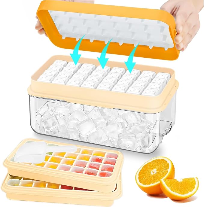 Ice Cube Tray with Lid and Bin, Ice Cube Pop Out Tray, Ice Cube Trays by ZZWILLB