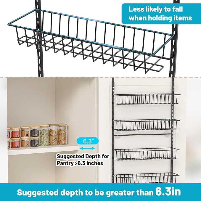 ElegantArray 6-Tier Pantry Door Oragnizer, Over The Door Pantry Organizer Rack - Image 5