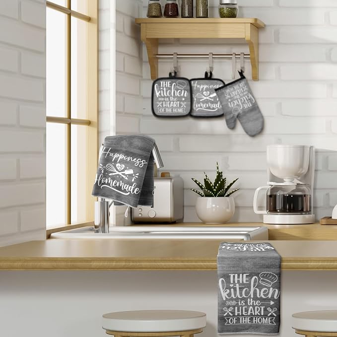 Sratte 6 Pcs Kitchen Decor Accessories Set Farmhouse Towels Pot Holders Oven - Image 7