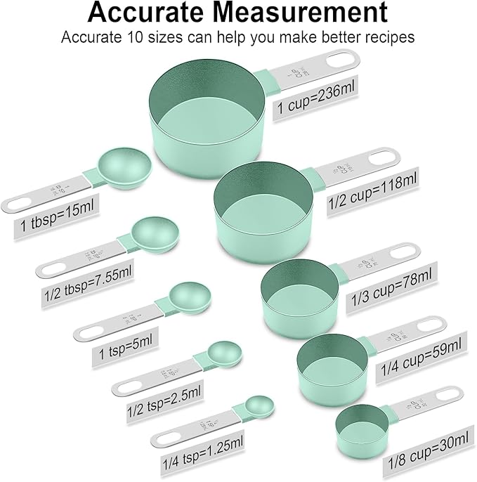 Measuring Cups and Spoons Set, 10 Pieces Nesting Measure Cups and Spoons - Image 2