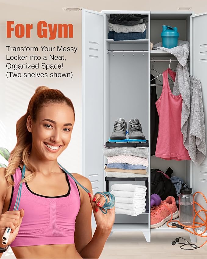 Piffny Locker Organizer Shelf， Adjustable Width and Height, Ideal Locker Shelf - Image 5