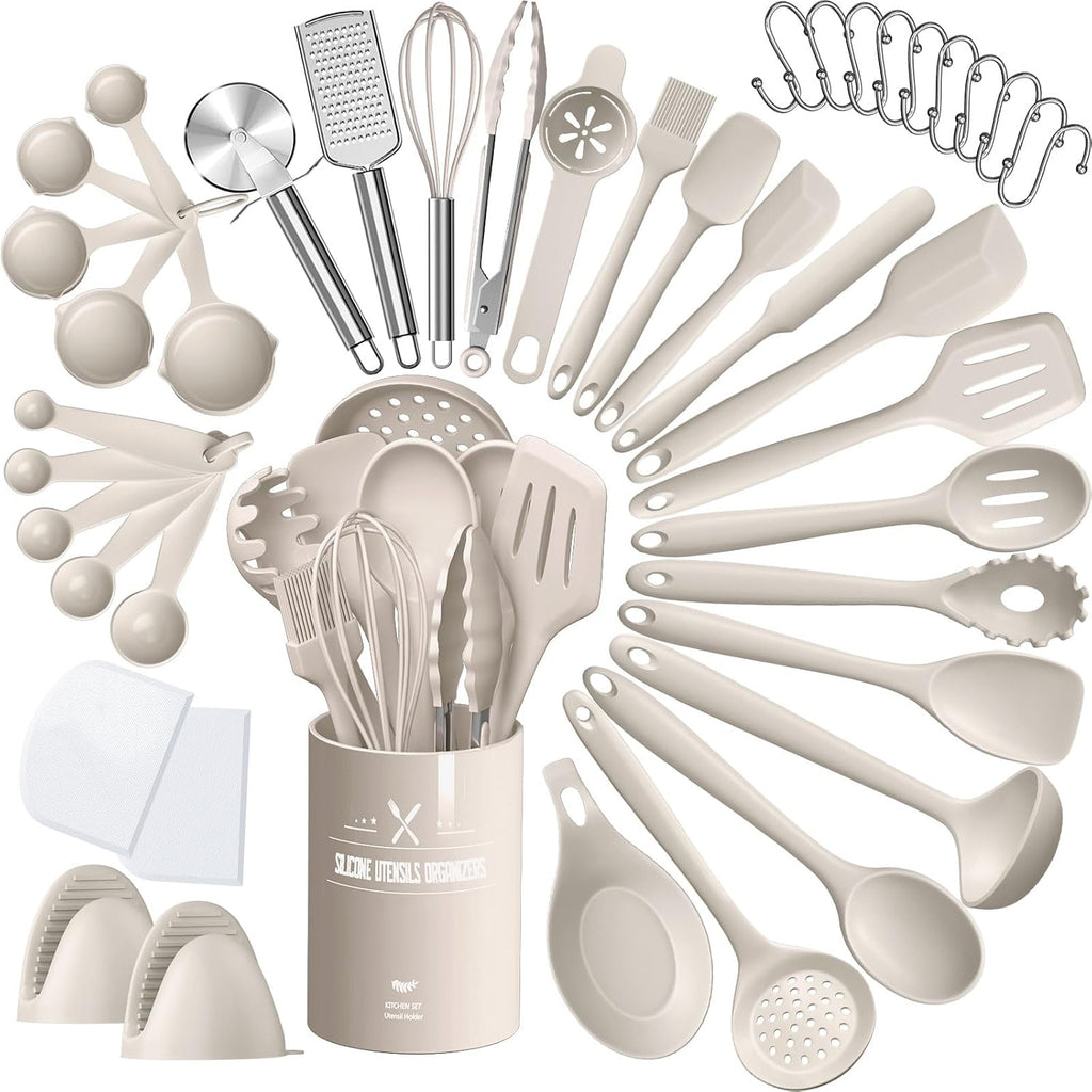 Silicone Kitchen cooking Utensils Set, AIKKIL 43 Pcs Heat Resistant
