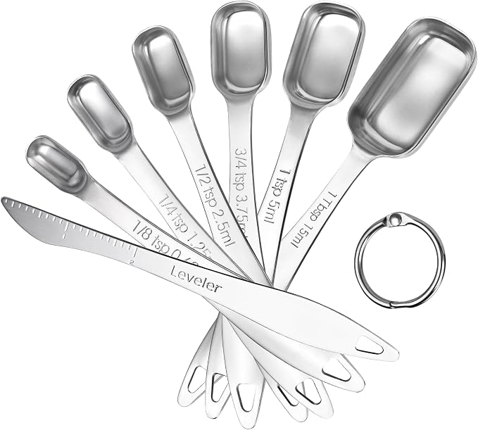 U-Taste Narrow Square Measuring Spoons: 18/8 Stainless Steel Kitchen Measure by U-Taste