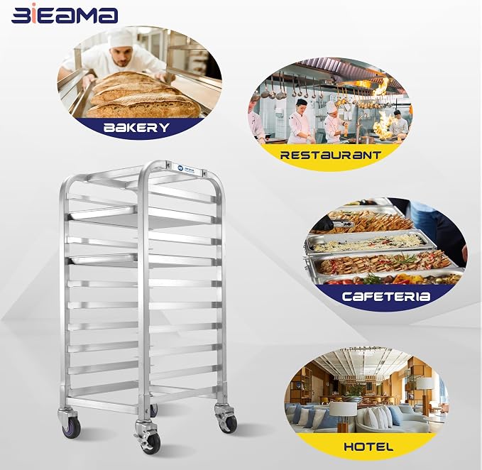 BIEAMA 10-Tier Half Sheet Pan Rack, NSF Bun Pan Rack, Aluminum Bakery Rack - Image 8