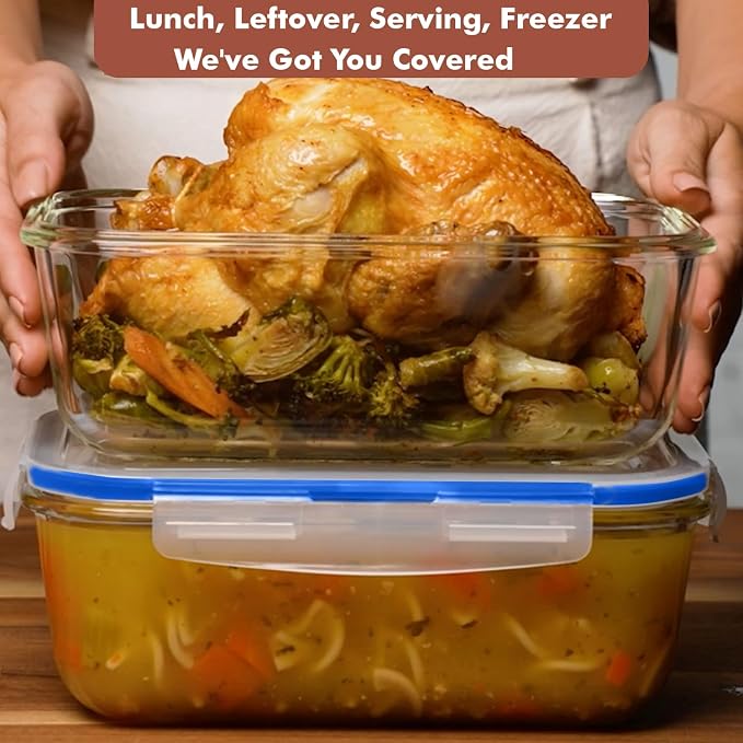 Razab 4 PC 1860ml / 63 Oz / 8 Cups Large Glass Food Storage Containers - Image 2