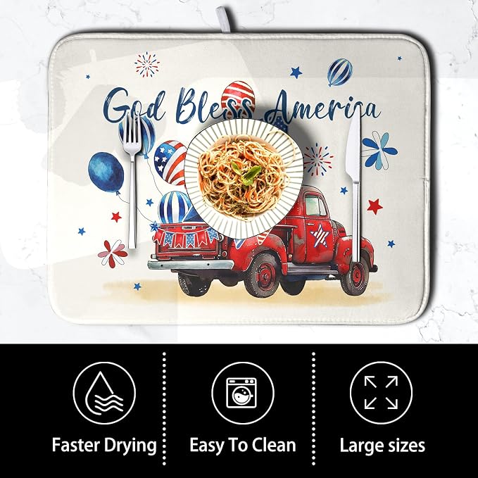 4th of July Drying Mat for Kitchen Counter 18 x 24 Inch US Independence Day - Image 4