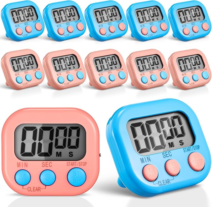Xuhal 12 Pieces Digital Kitchen Timer Bulk, Small Magnetic Timers by Xuhal