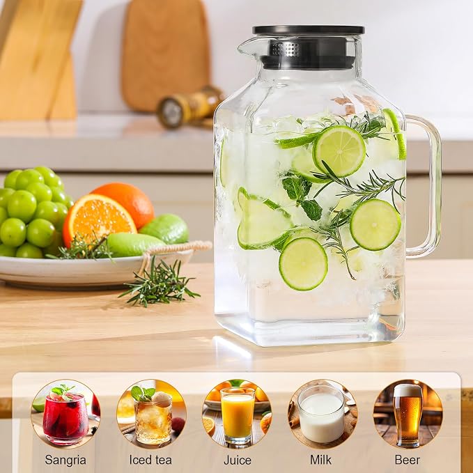 1 Gallon Square Glass Pitcher - Image 3