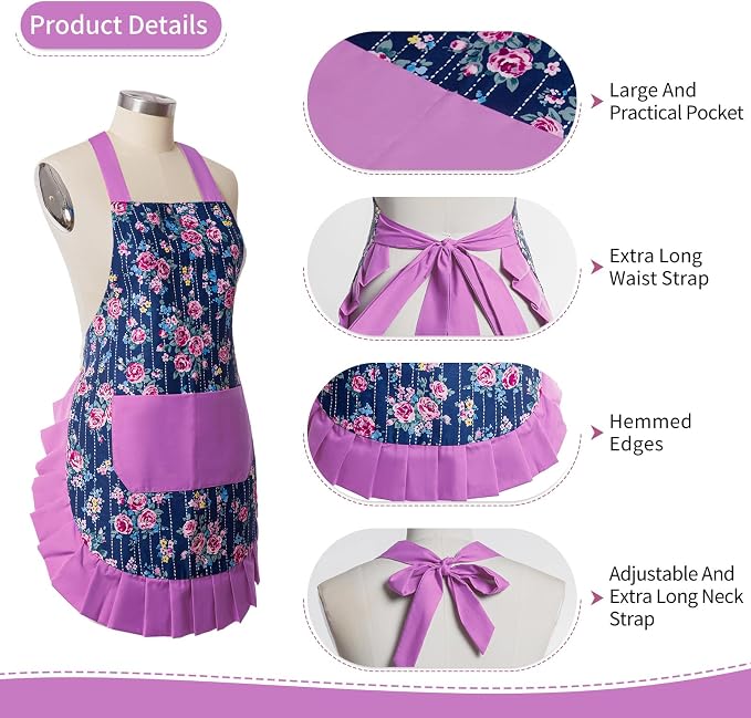 Vintage Floral Apron for Women - Image 4