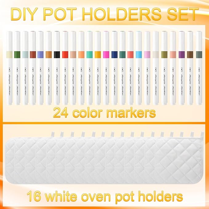 40 Pcs Pot Holder Bulk for Craft Set Including 16 White Pot Holders Oven Mitts - Image 3