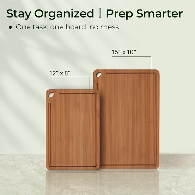 Keechee Butcher Block 2-Pcs Carbonized Bamboo Cutting Board Set - Image 5