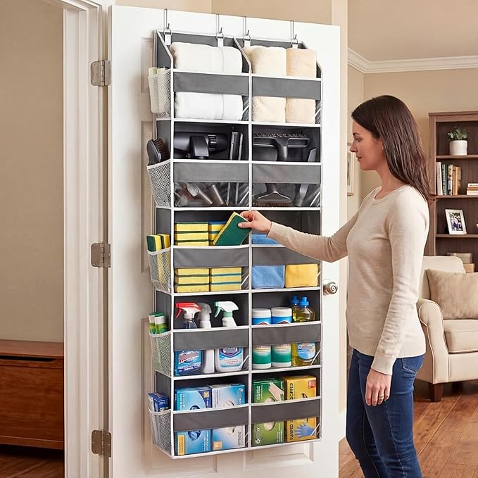 2 Pack Over the Door Organizer 5 Tiers, Extra Large Behind Door Storage of 10 - Image 6