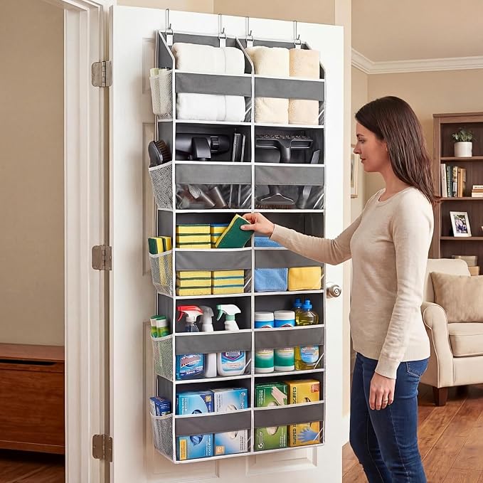 Over the Door Organizer 5 Tiers, Extra Large Behind Door Storage of 10 - Image 6
