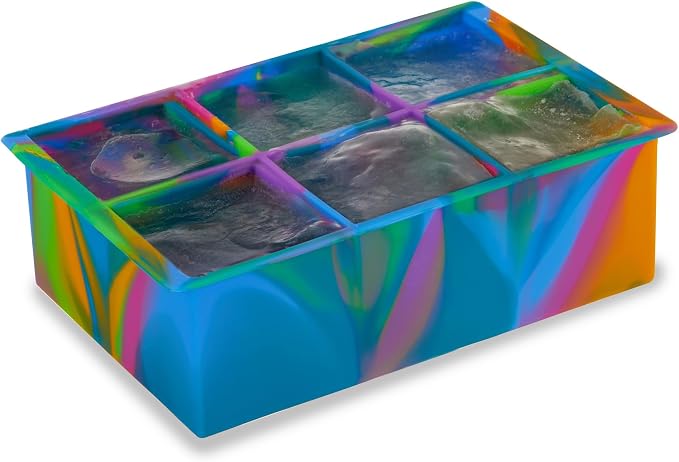 Host Ice Cube Tray with Lid, Makes 6 Large 2" Cubes, Durable Silicone Trays - Image 7