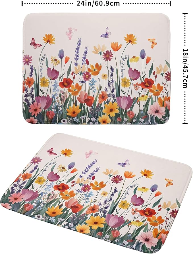 Kawani Spring Summer Flowers Dish Drying Mat - Image 2